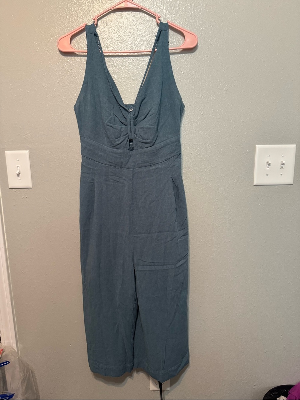 Sleeveless V-Neck Wide-Leg Jumpsuit in Slate Blue